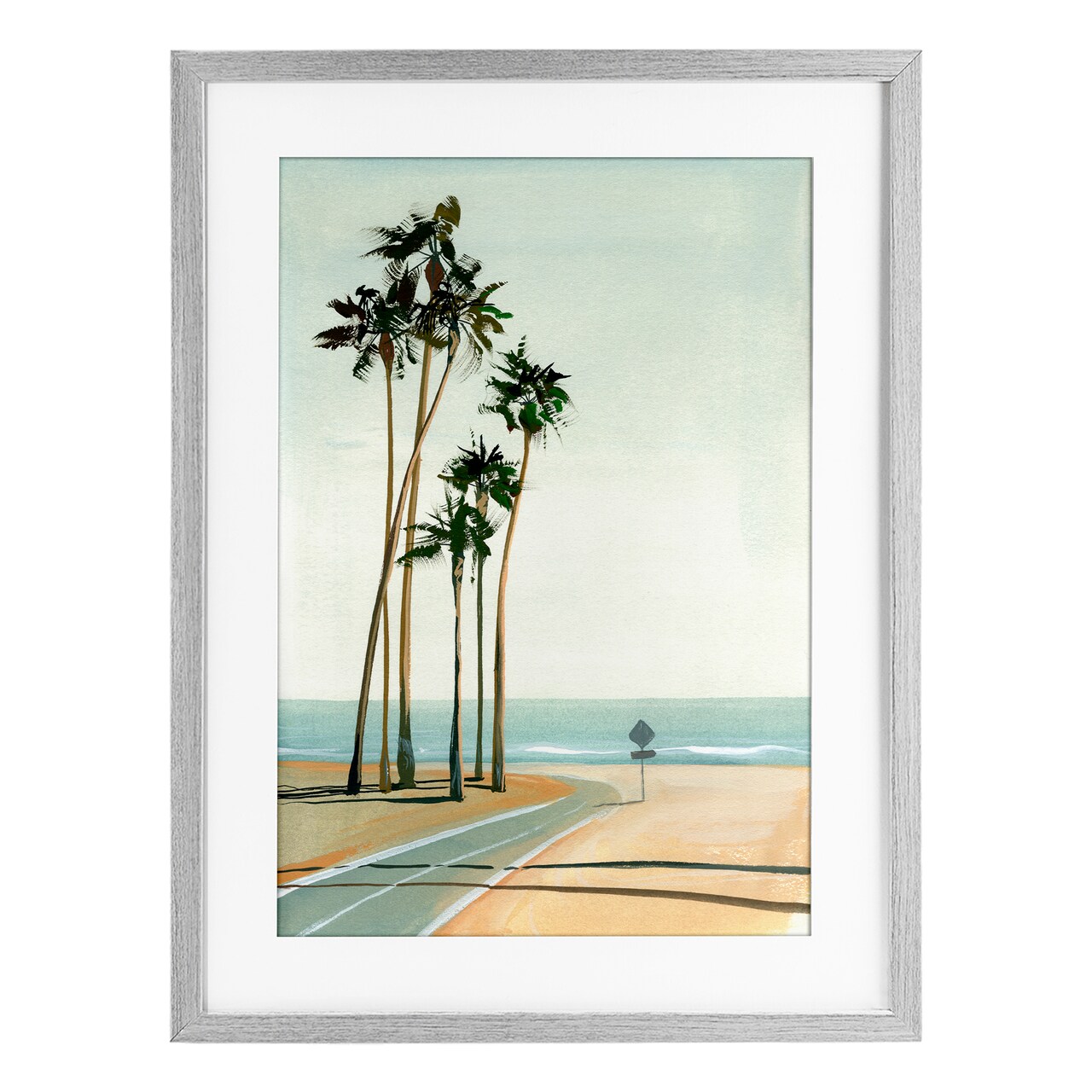 Stupell Industries Six Palms Seaside Road Framed Print Under Glass, design by Brook Page